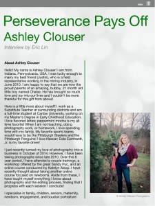 Interview with Ashley Clouser page 1