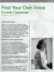 Interview with Crystal Carpenter page 1