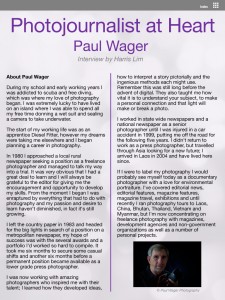 Interview with Paul Wager page 1